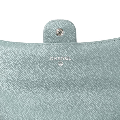 Chanel Caviar Quilted Large Gusset Flap Wallet Light Blue 6 of 9