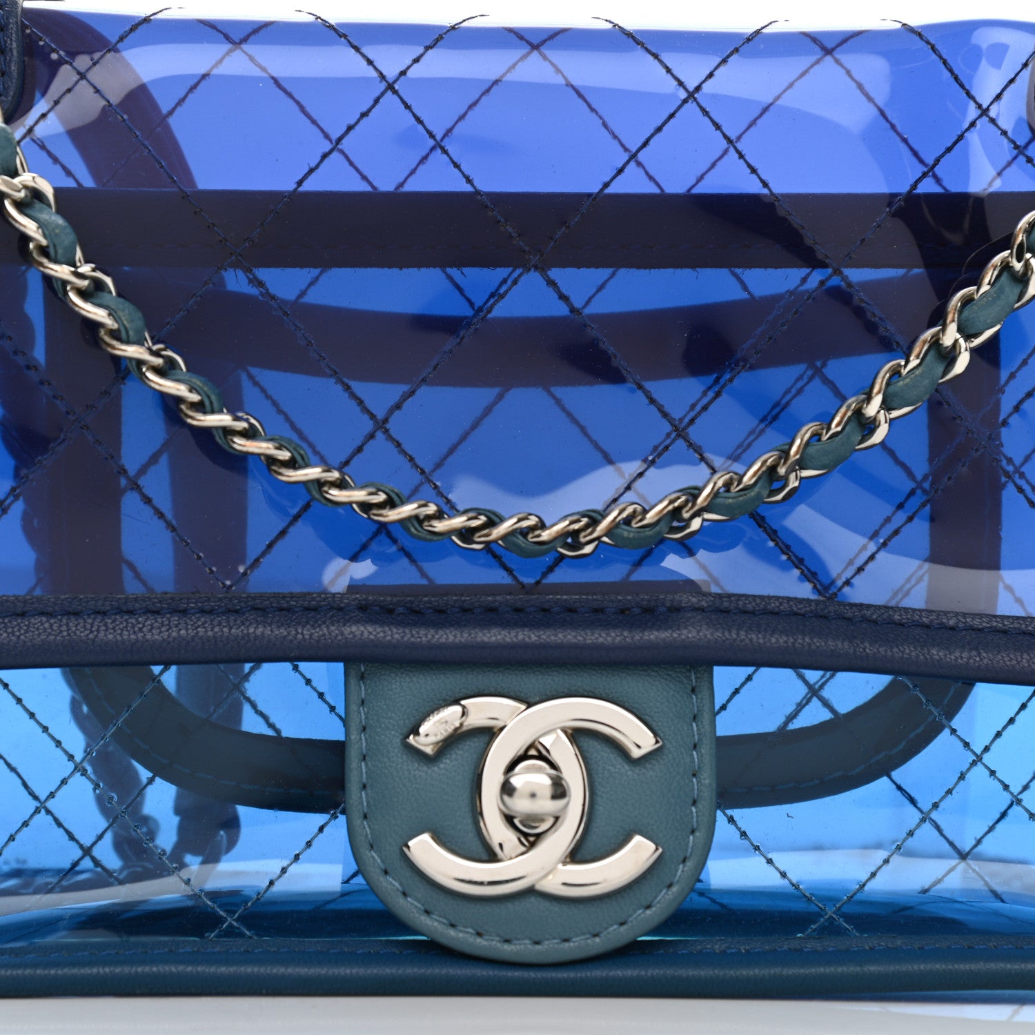 Chanel PVC Lambskin Stitched Mini Coco Splash Flap Blue 7 of 9