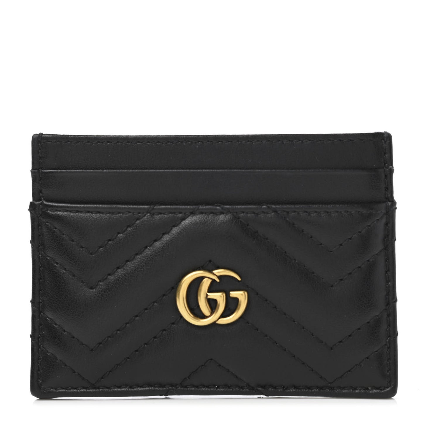 Calfskin Matelasse GG Marmont Card Holder Black