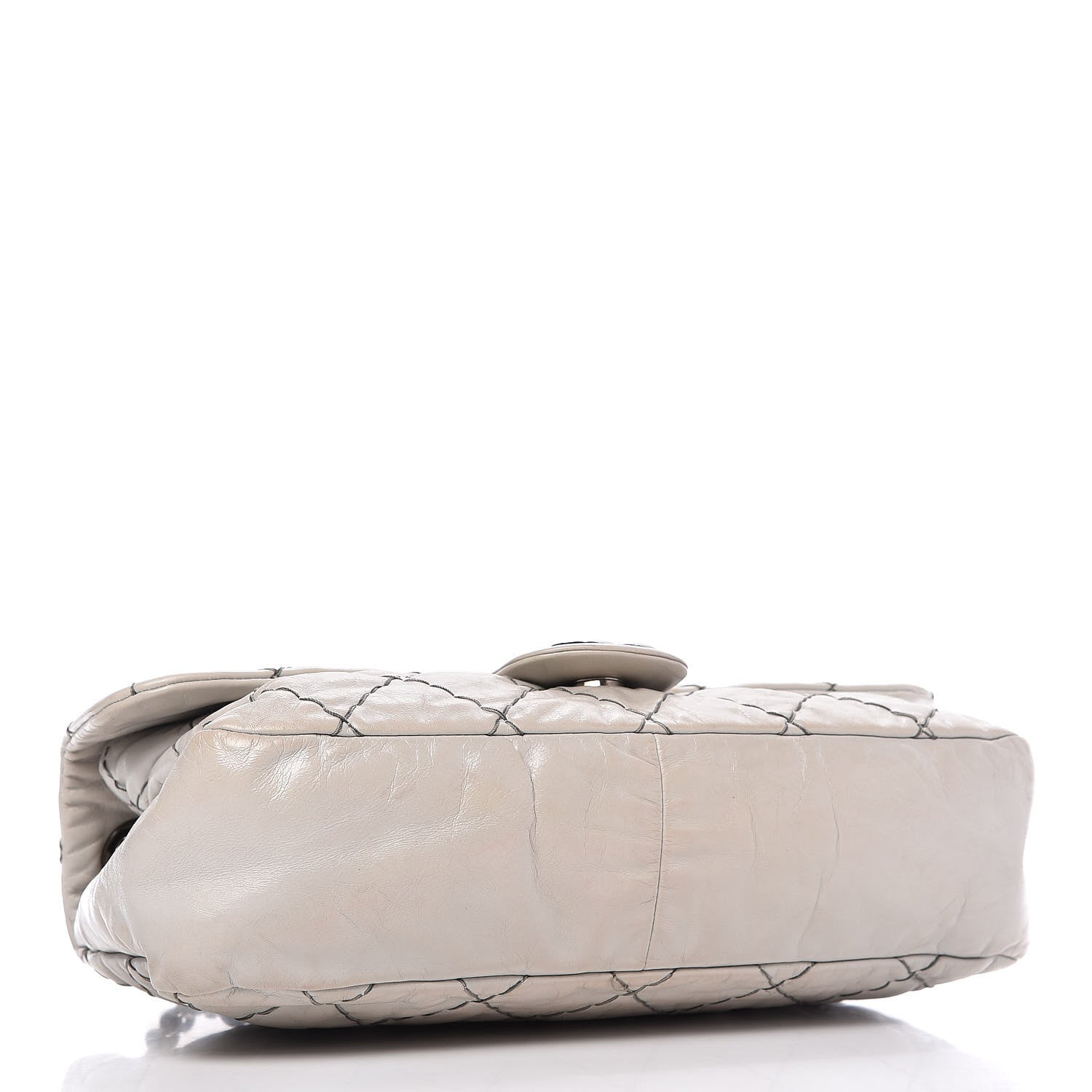 Chanel Glazed Goatskin Double Stitch Flap Light Grey 4 of 9
