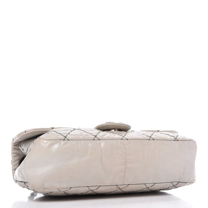 Chanel Glazed Goatskin Double Stitch Flap Light Grey 4 of 9