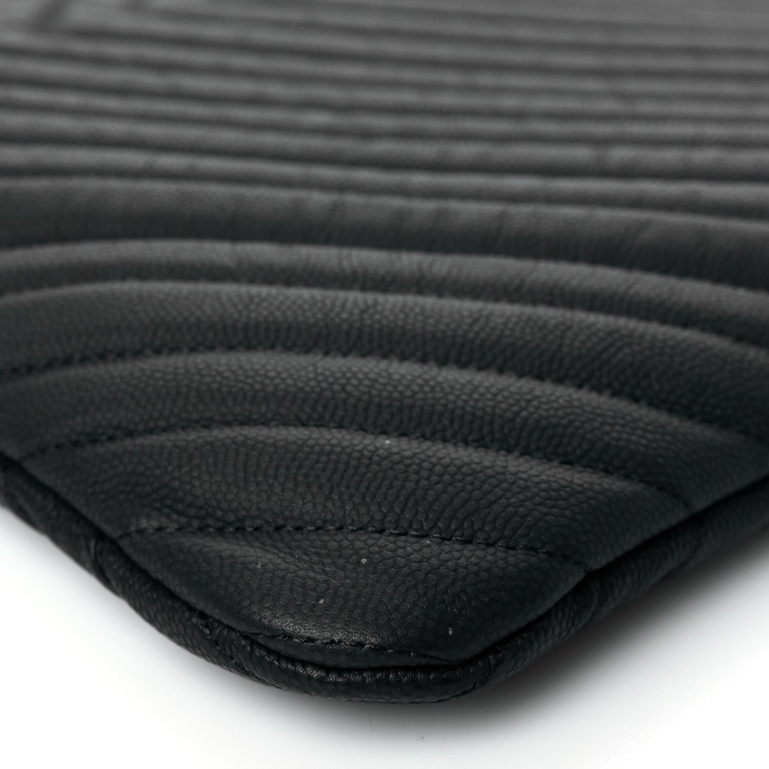 Chanel Caviar Chevron Quilted Large Cosmetic Case Black 9 of 10