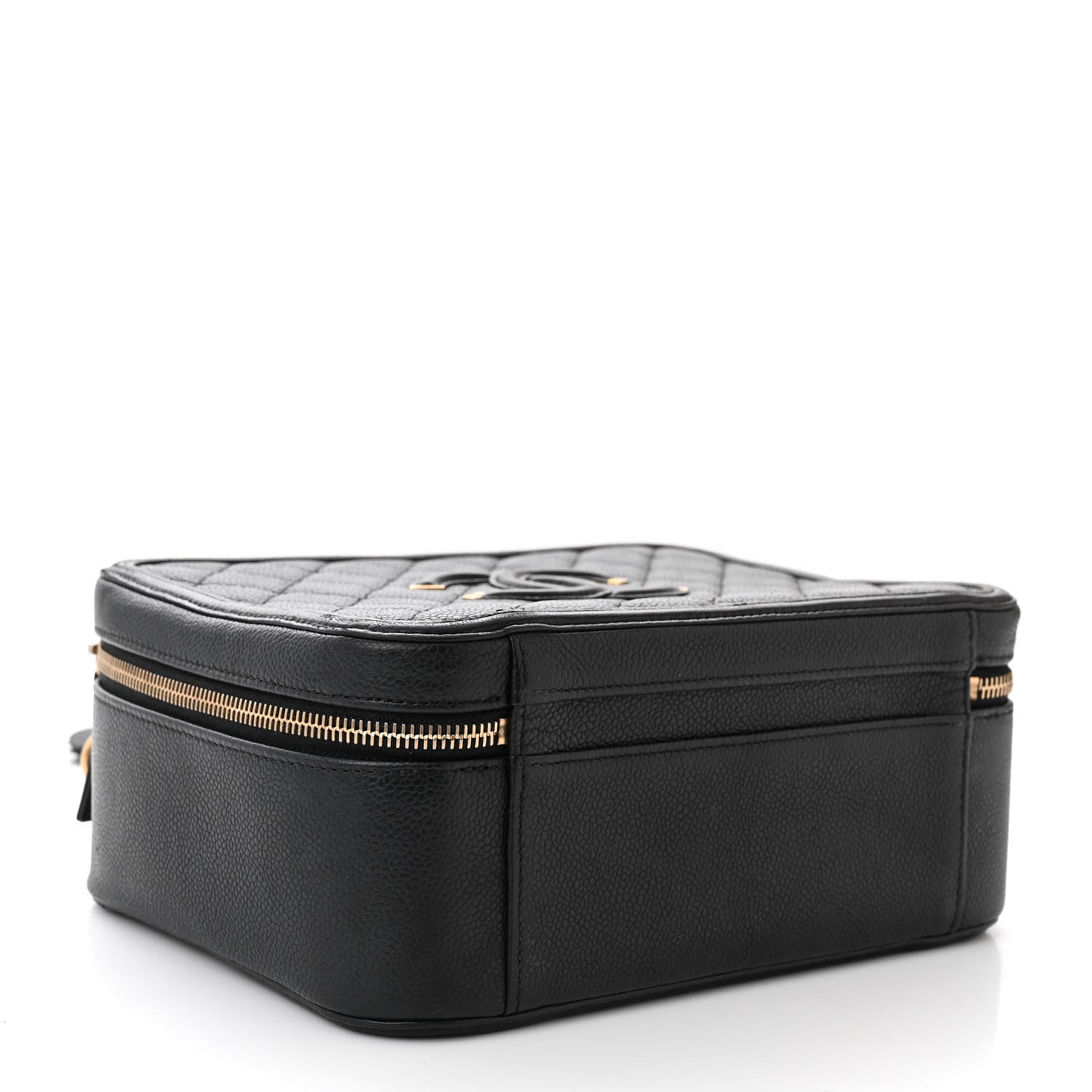Caviar Quilted Large CC Filigree Vanity Case Black