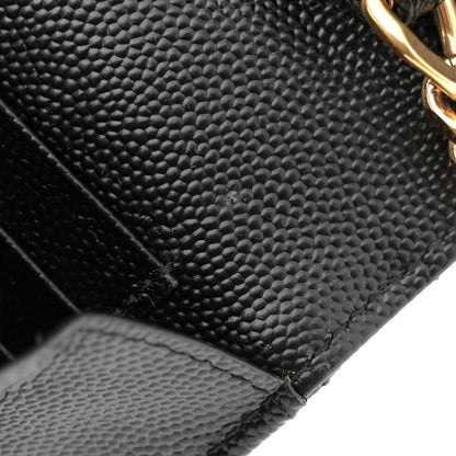 Saint Laurent Grain De Poudre Matelasse Chevron Monogram Chain Wallet Black 12 of 15