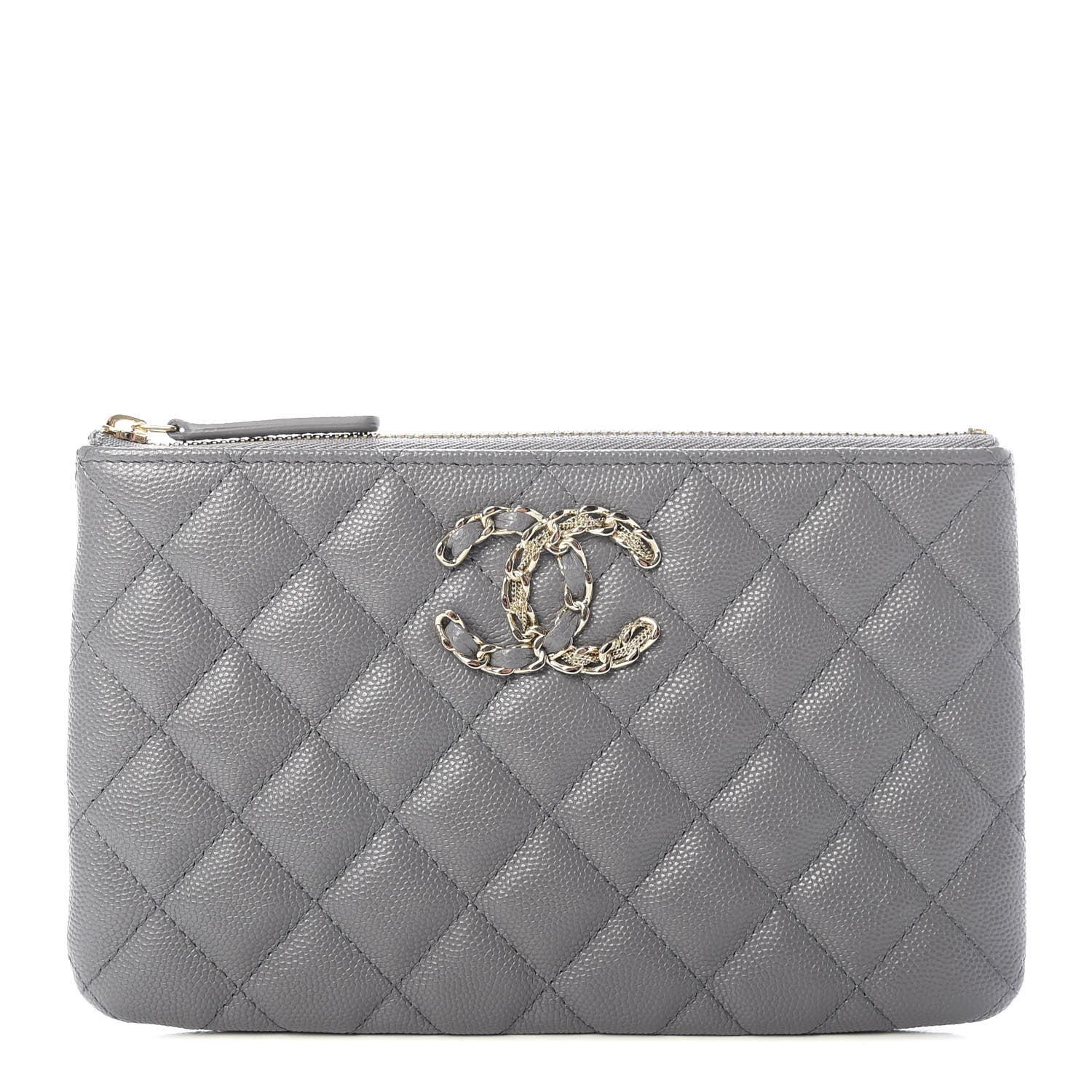 Chanel Caviar Quilted French New Wave Small CC Pouch Grey 1 of 6