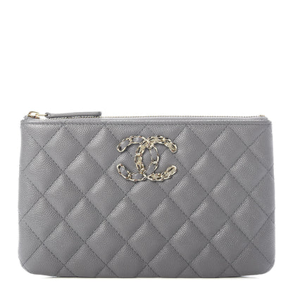 Chanel Caviar Quilted French New Wave Small CC Pouch Grey 1 of 6