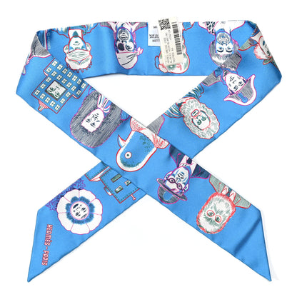 Hermes Silk Dress Code Twilly Bleu Azur White Rose 1 of 5