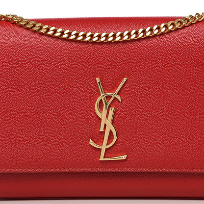 Saint Laurent Grain De Poudre Medium Monogram Kate Satchel Red 8 of 8