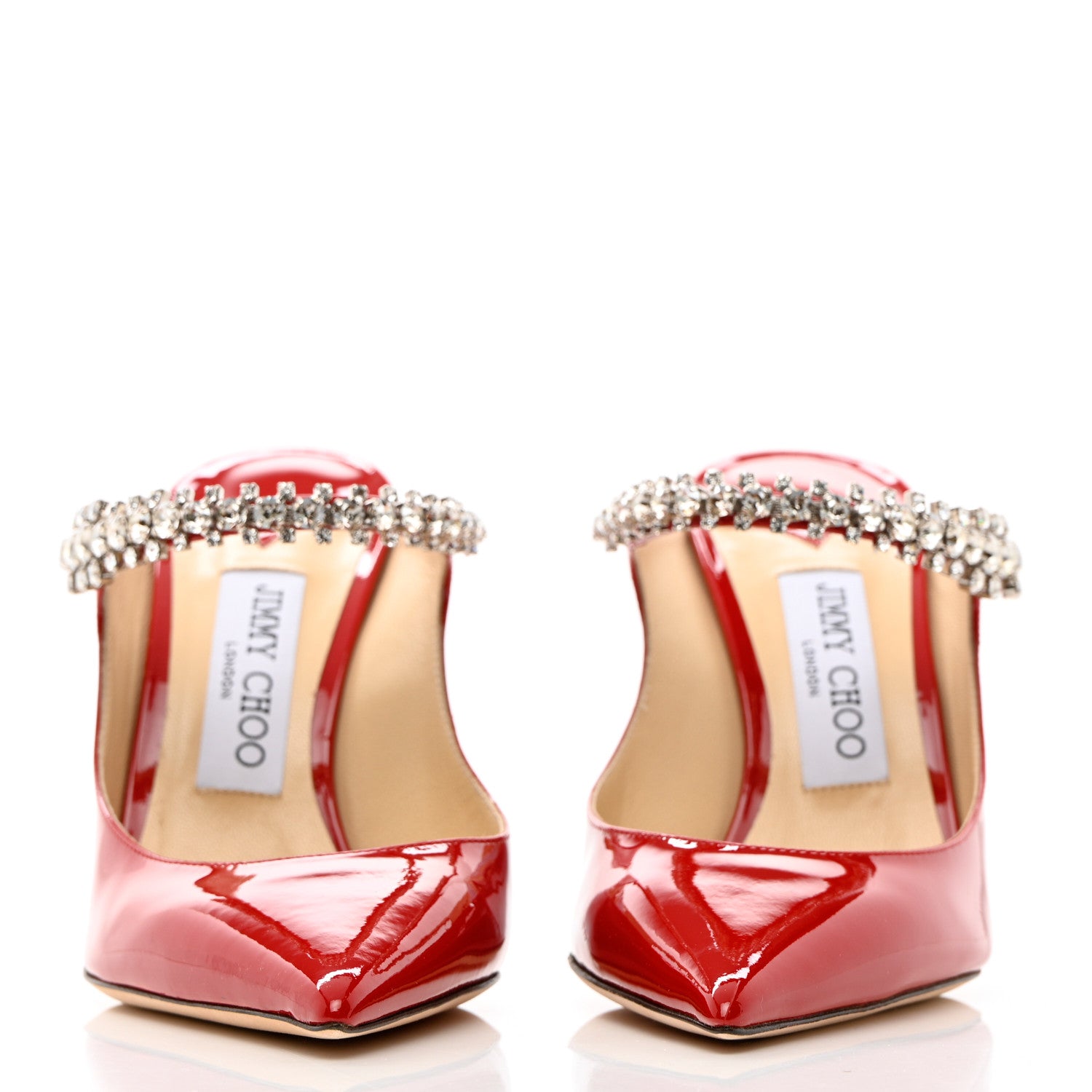 Jimmy Choo Patent Crystal Bing 100 Pumps 38 Red 2 of 12