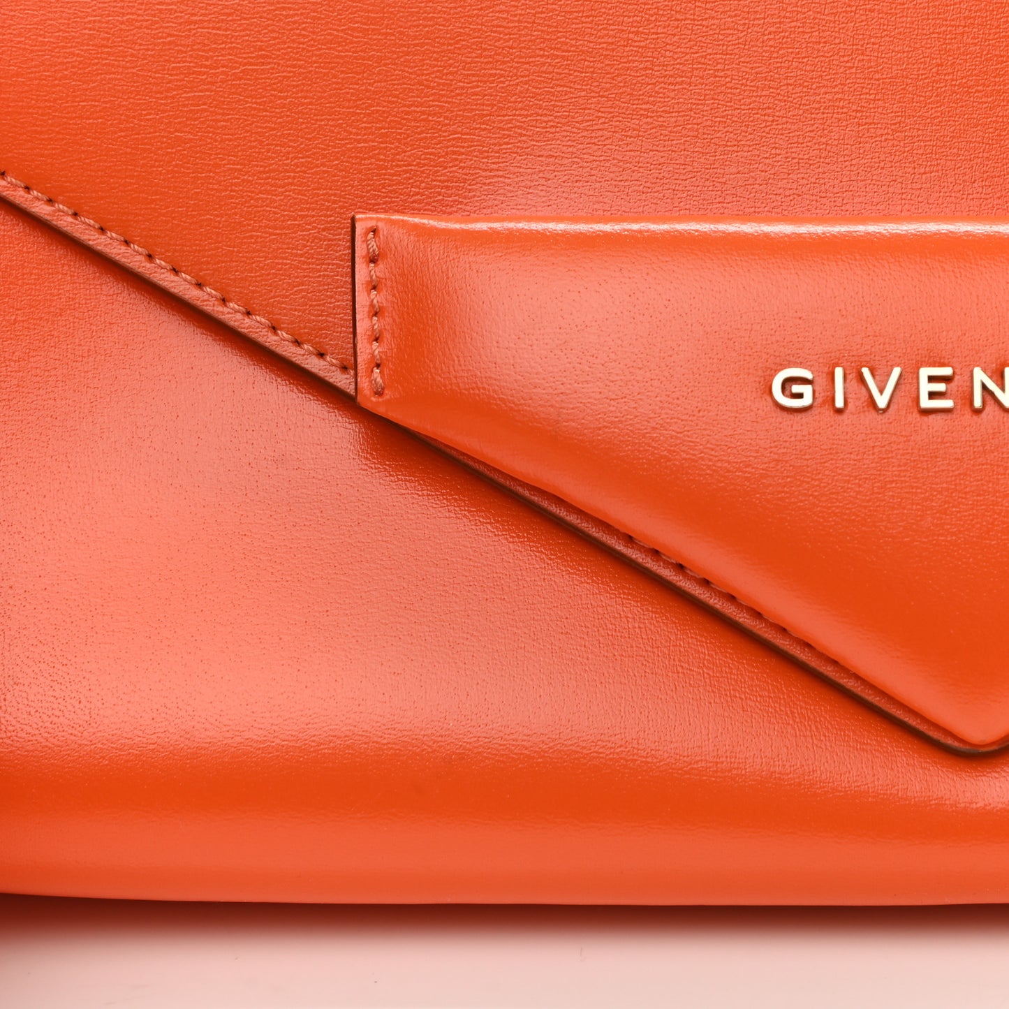 Calfskin Antigona Evening Clutch Orange