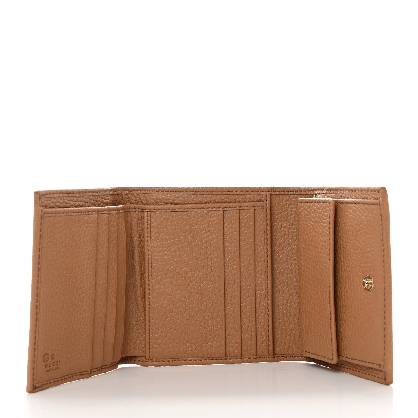 Pebbled Calfskin Soho Compact Flap Wallet Camelia