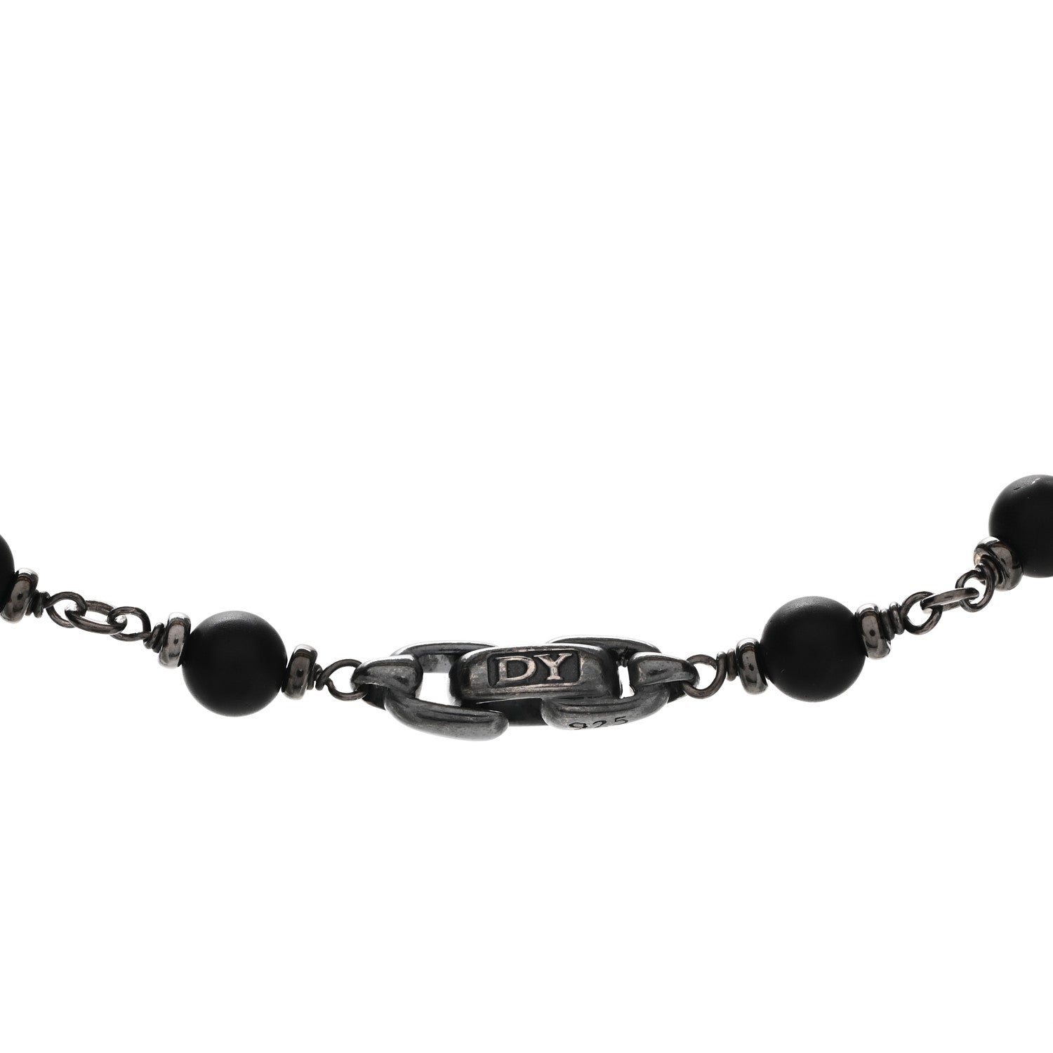 David Yurman Sterling Silver Black Onyx 6.5mm Spiritual Beads Necklace 4 of 5