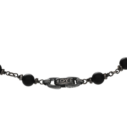 David Yurman Sterling Silver Black Onyx 6.5mm Spiritual Beads Necklace 4 of 5