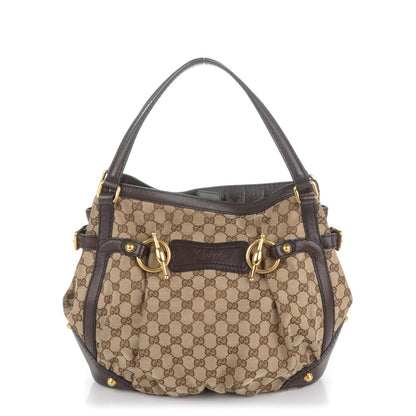 Gucci Monogram Medium Jockey Tote Dark Brown 1 of 7