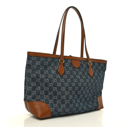 Gucci New Denim GG Monogram Medium Ophidia Shopping Tote Blue Tea Cuir 3 of 7