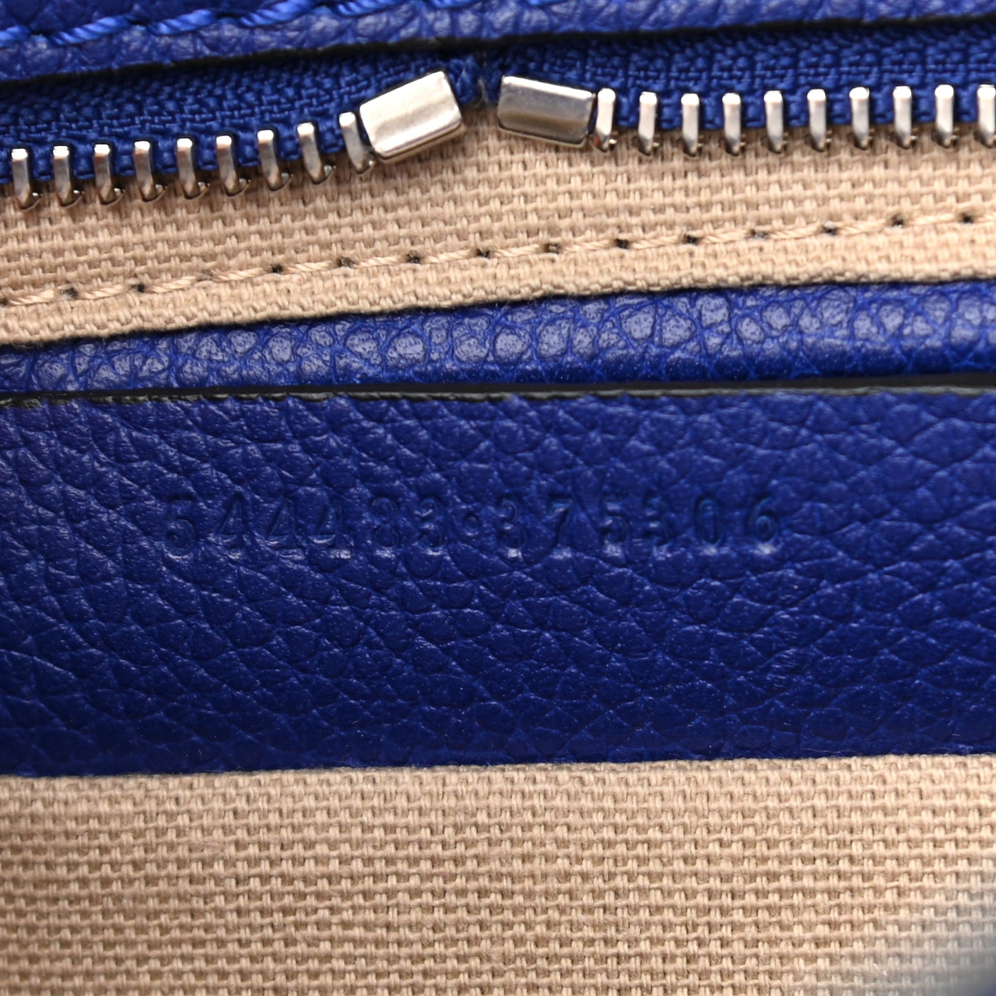 Pebbled Calfskin Small Skull Padlock Zip Around Tote Ultramarine