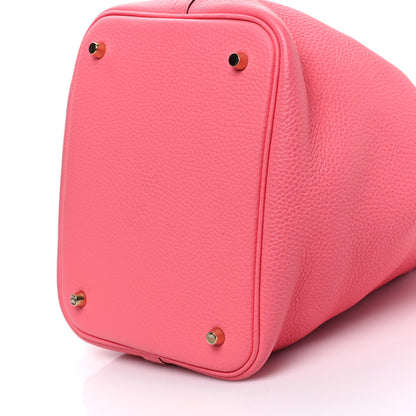 Hermes Taurillon Clemence Matte Alligator Picotin Lock Touch 18 PM Rose Azalee 9 of 9