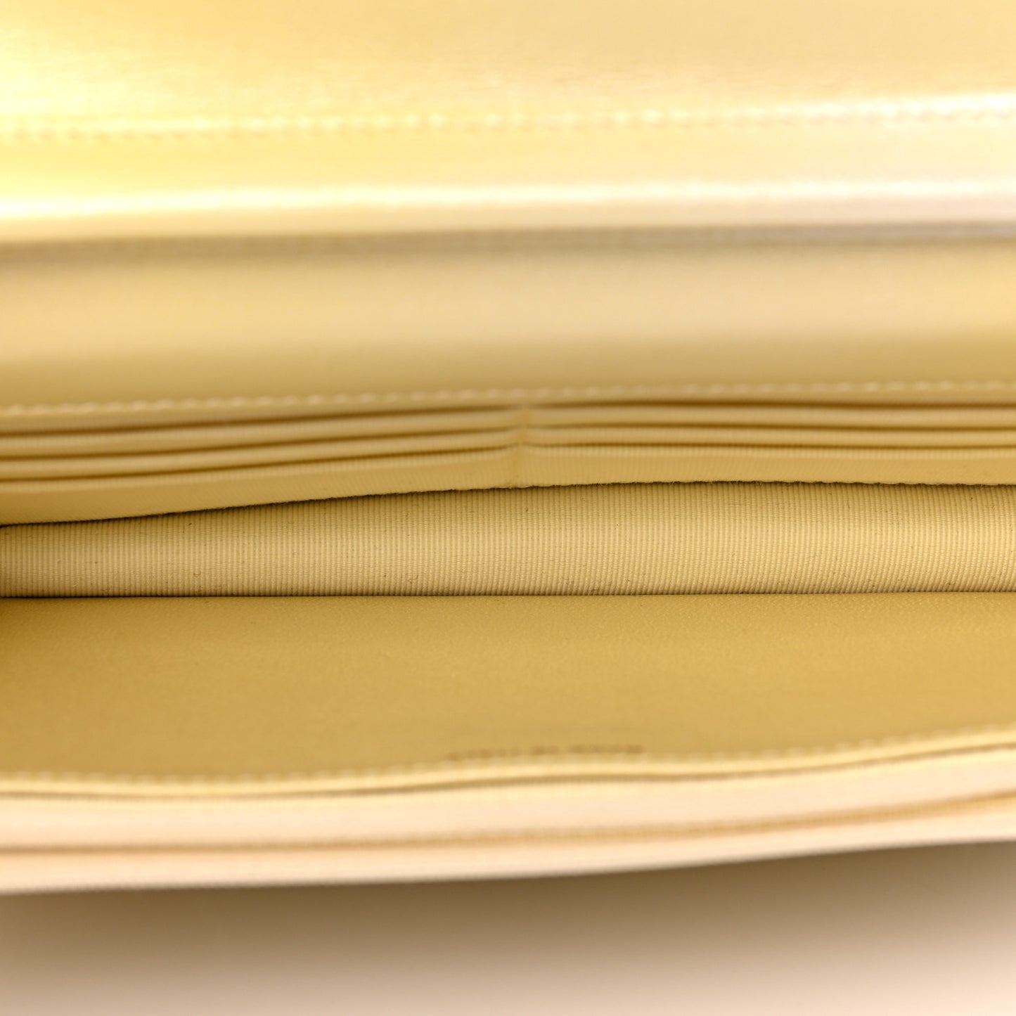 Cloudy Pearly Goatskin Quilted Wallet on Chain WOC Light Yellow