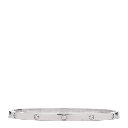 Cartier 18K White Gold 10 Diamond Small LOVE Bracelet 17 1 of 9