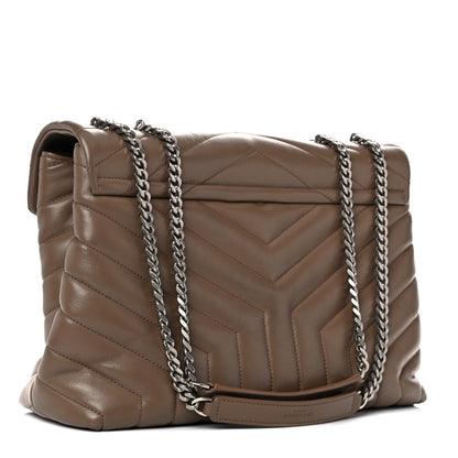 Saint Laurent Calfskin Y Quilted Monogram Medium Loulou Chain Satchel Taupe 2 of 17