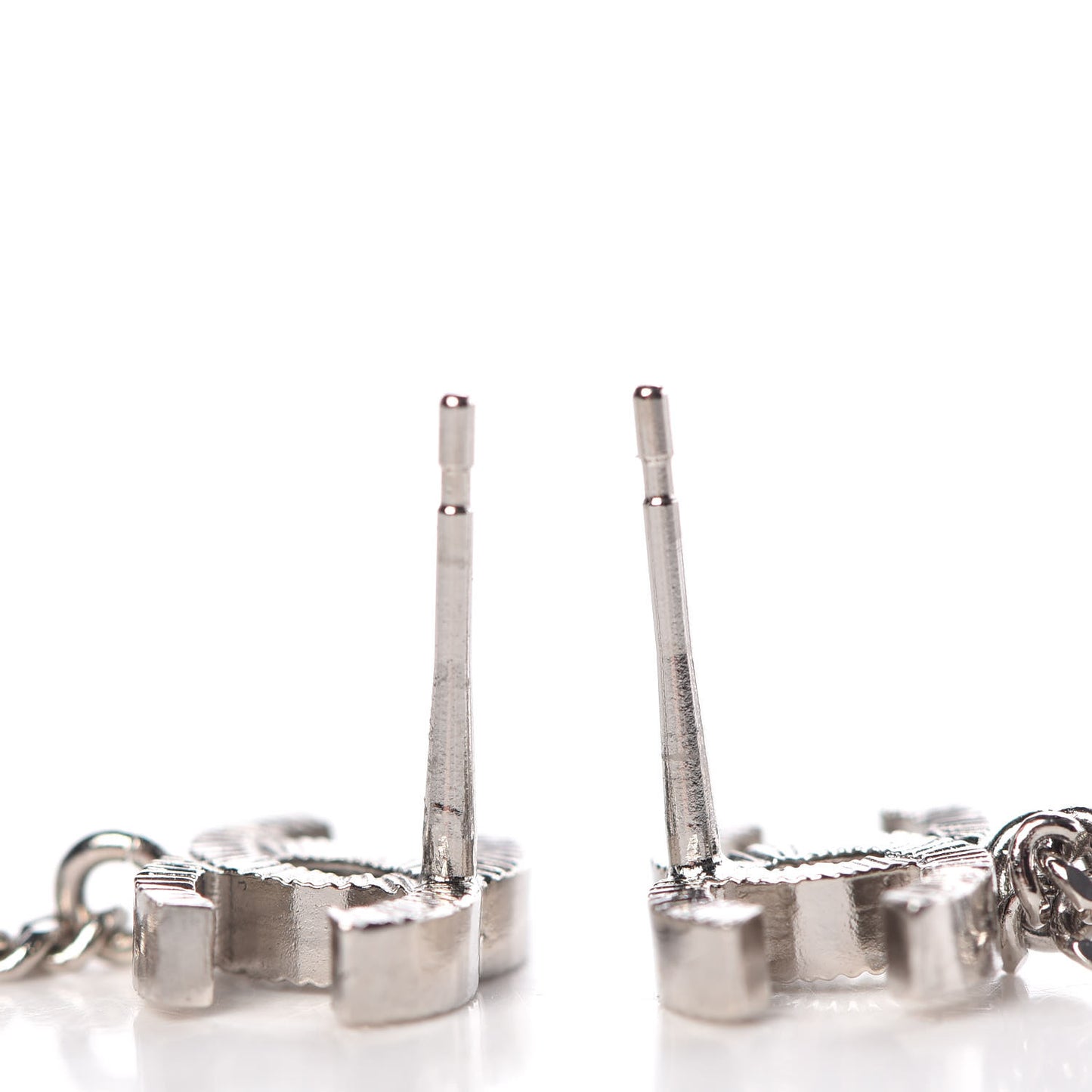 Crystal CC Drop Earrings Silver