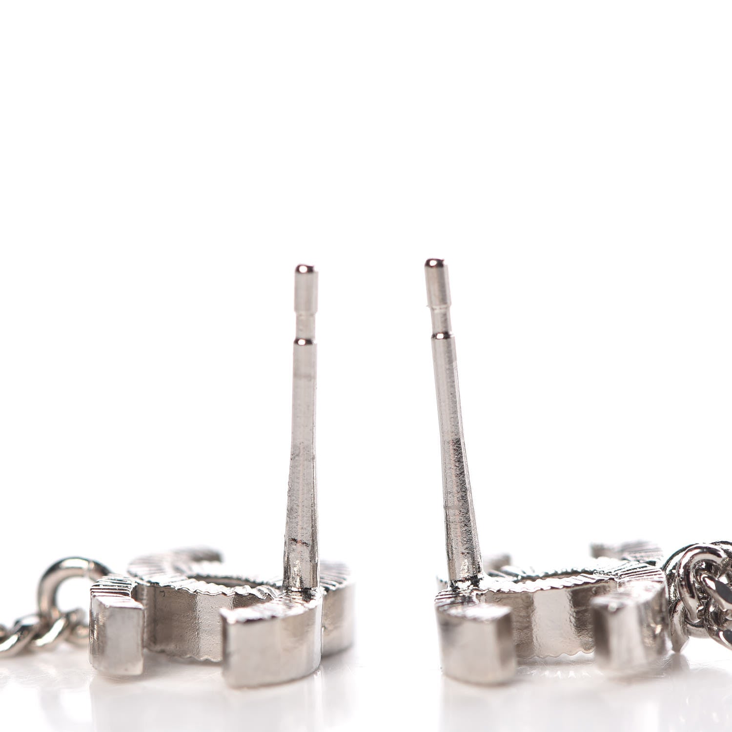 Chanel Crystal CC Drop Earrings Silver 4 of 6