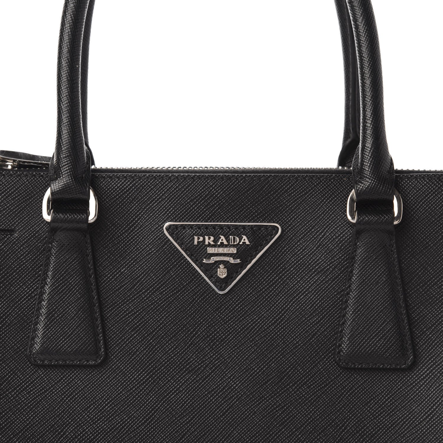 Prada Saffiano Mini Galleria Double Zip Tote Black Talco 12 of 12