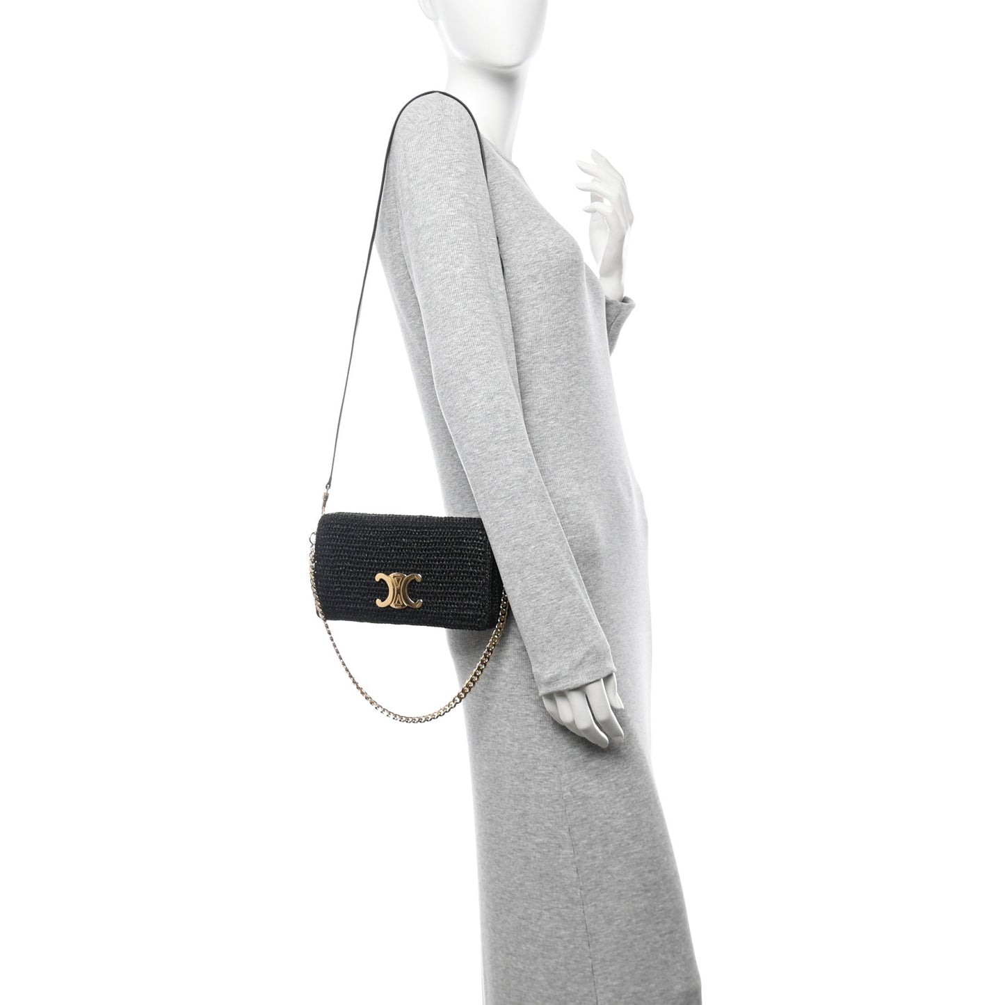 Raffia Calfskin Multipochette Black