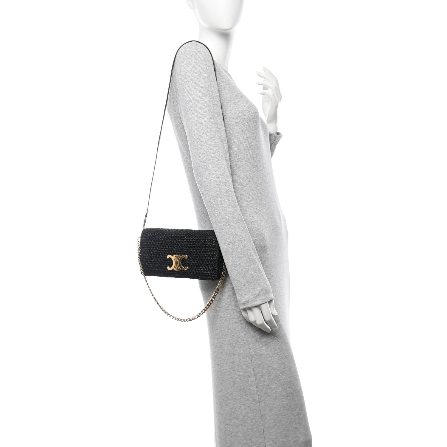 Celine Raffia Calfskin Multipochette Black 2 of 10