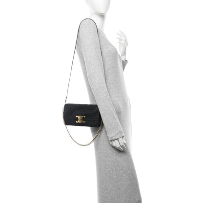 Celine Raffia Calfskin Multipochette Black 2 of 10