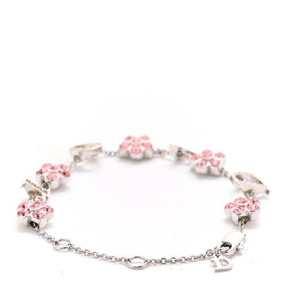 Christian Dior Crystal Flower Bracelet Silver Pink 3 of 5