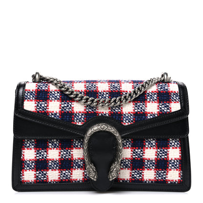 Gucci Vintage Tweed Check Small Dionysus Shoulder Bag White Hibiscus Red Marine 1 of 10
