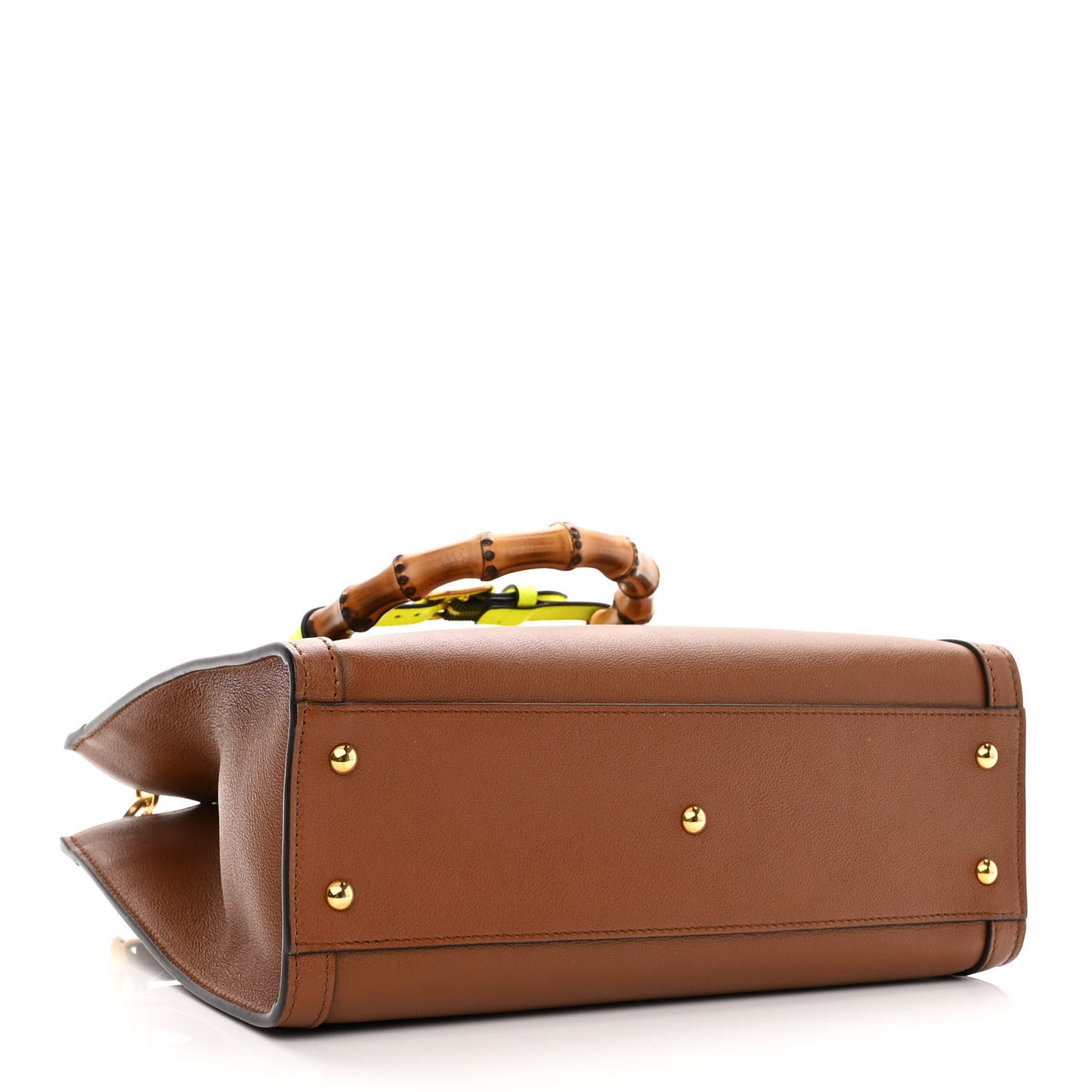 Wonka Grain Calfskin Small Diana Tote Bag Cuir Yellow Fluo