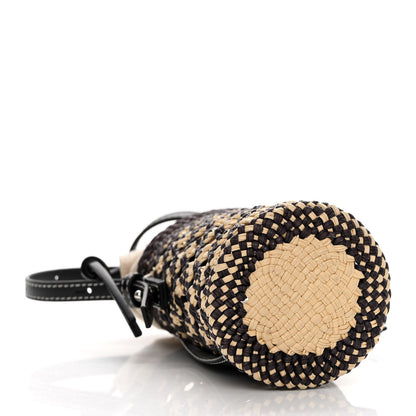 Loewe Calfskin Raffia Paula's Ibiza Pocket Bucket Bag Natural Navy Blue 4 of 10