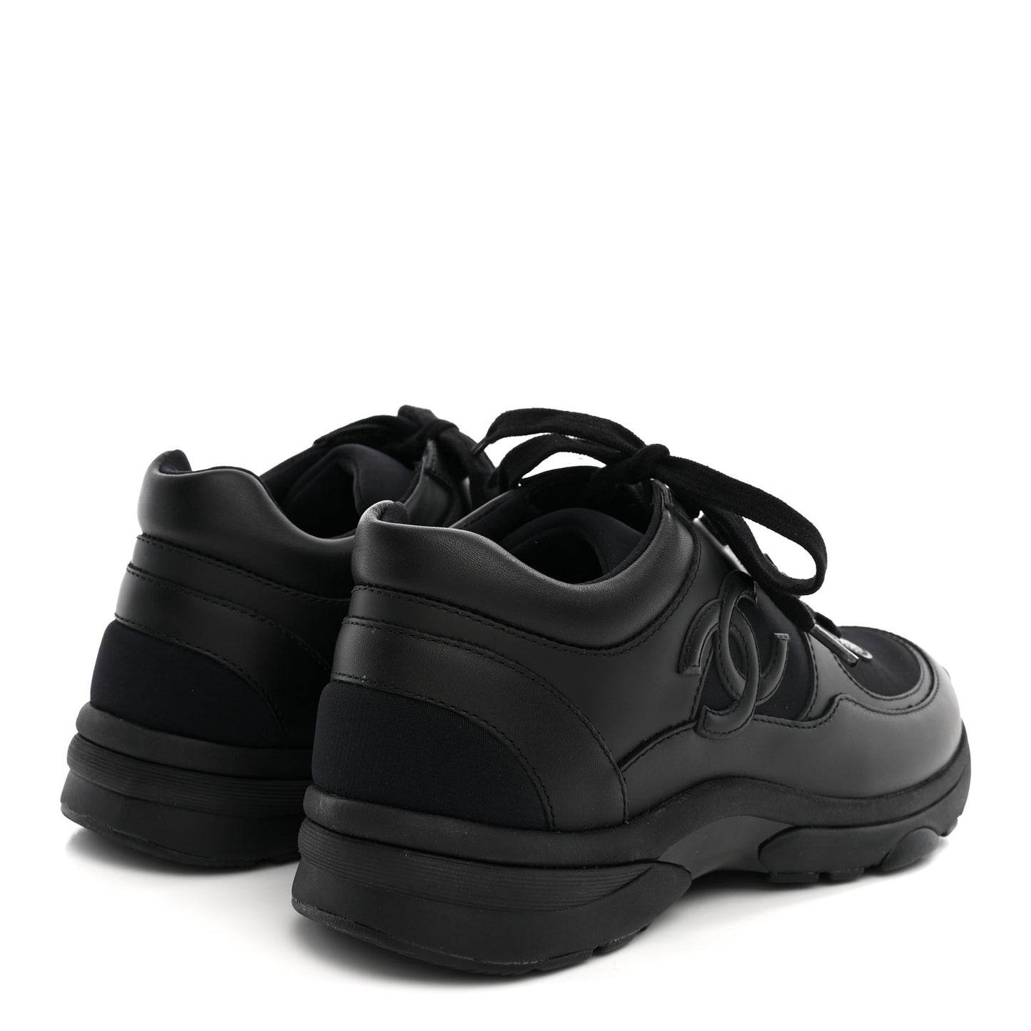 Lambskin Fabric CC Sneakers 37.5 Black