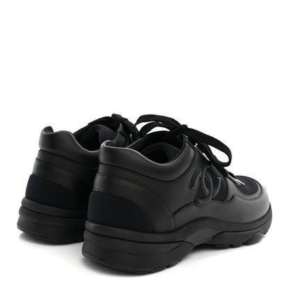 Chanel Lambskin Fabric CC Sneakers 37.5 Black 5 of 9