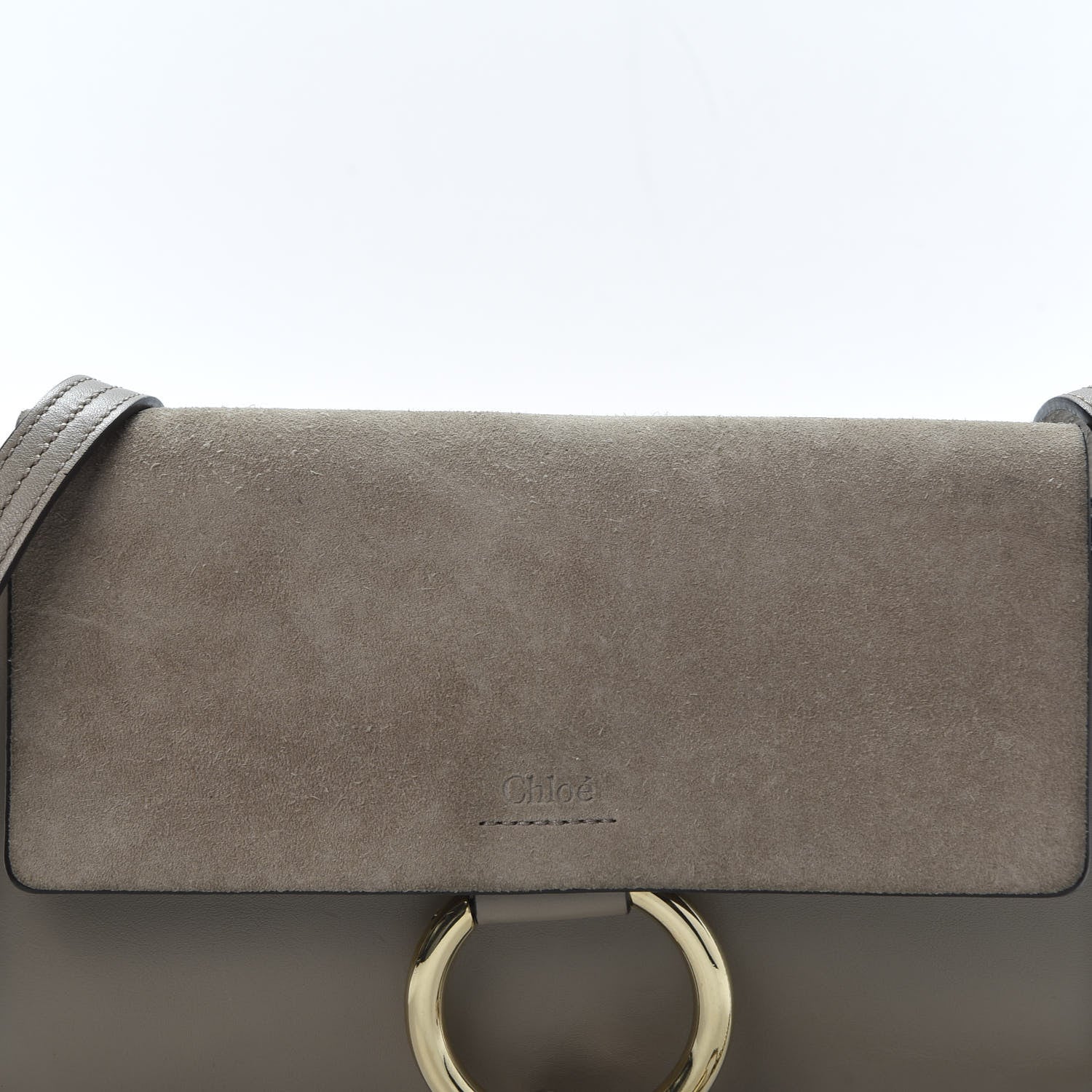 Chloe Suede Calfskin Small Faye Shoulder Bag Motty Grey 9 of 9
