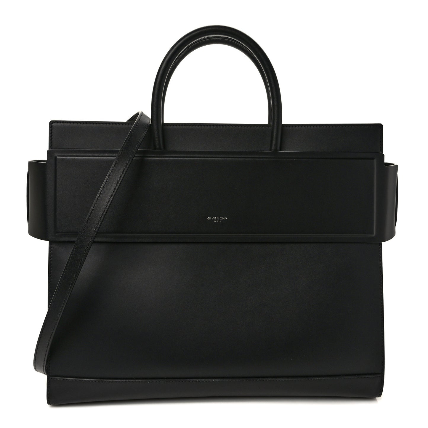 Smooth Calfskin Medium Horizon Satchel Black