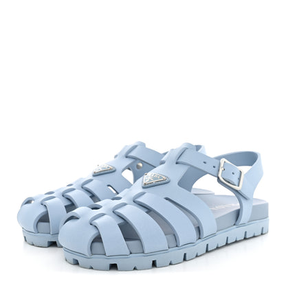 Prada Foam Rubber Metal Triangle Logo Cage Sandals 40 Cielo 4 of 10