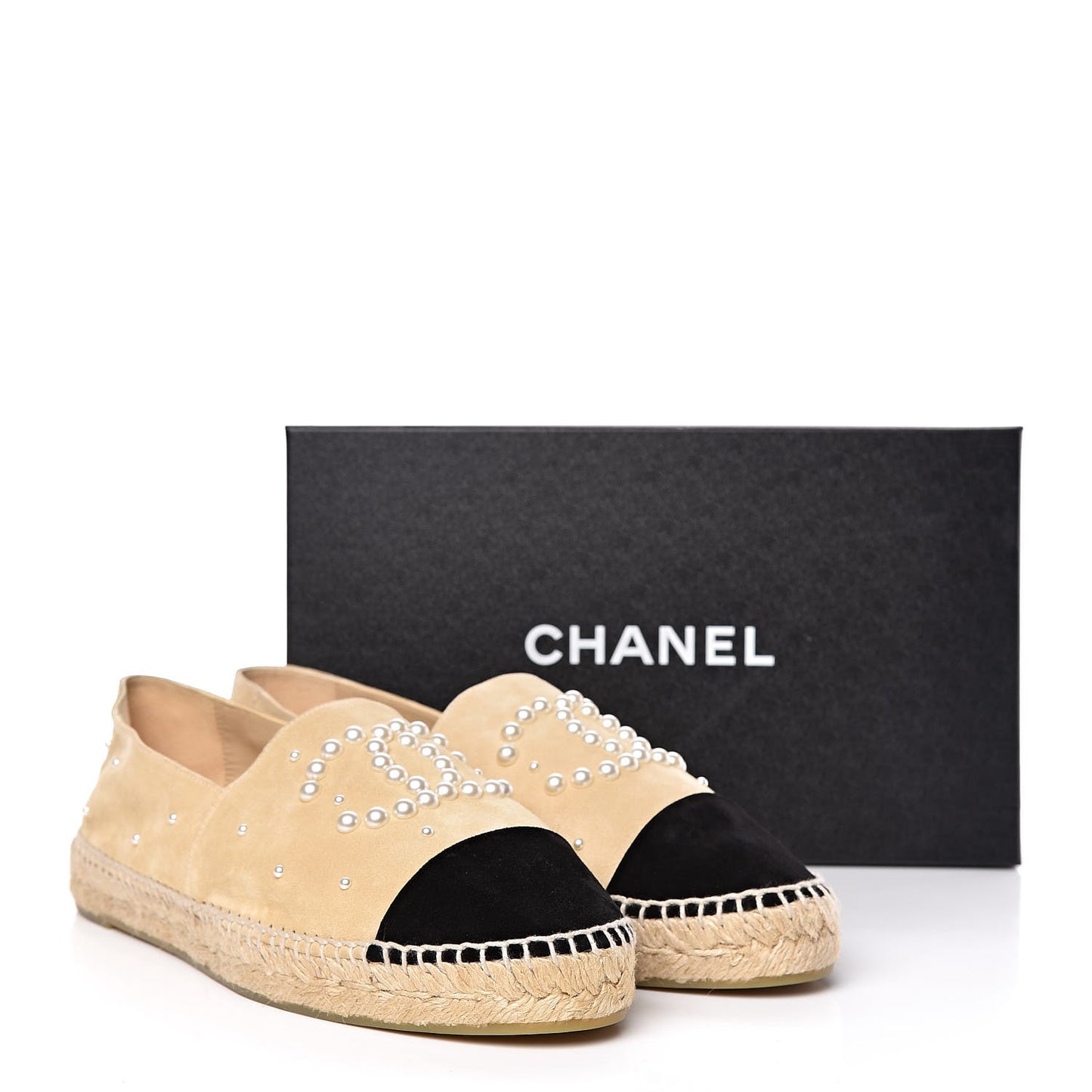Suede Pearl CC Espadrilles 42 Beige Black