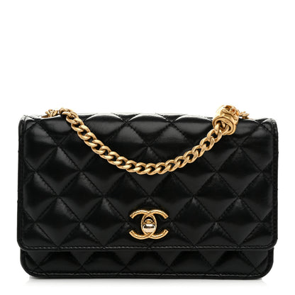 Chanel Lambskin Quilted Pillow Crush Wallet On Chain WOC Black 1 of 11