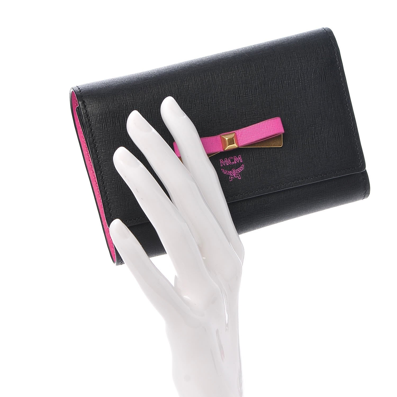 MCM Saffiano Trifold Medium Mina Wallet Black 2 of 8