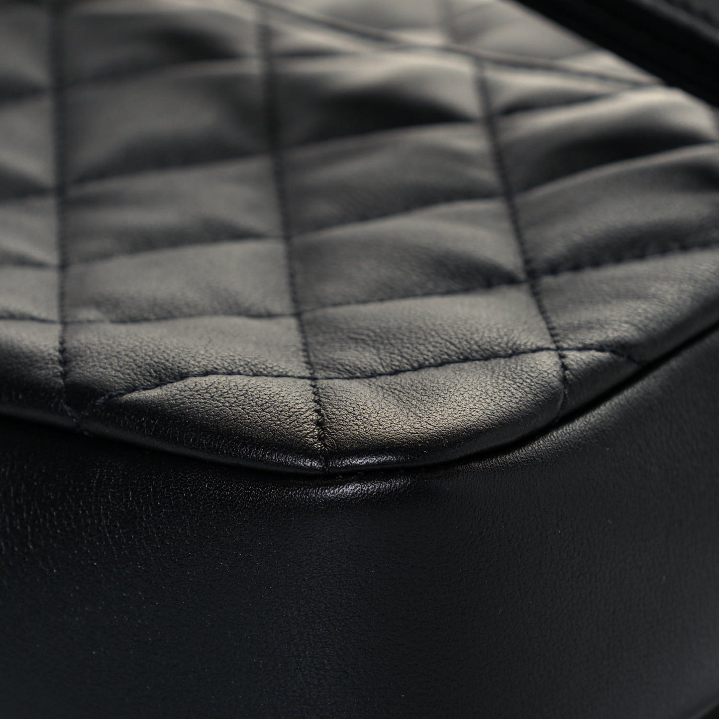 Calfskin Quilted Large Camera Case Black
