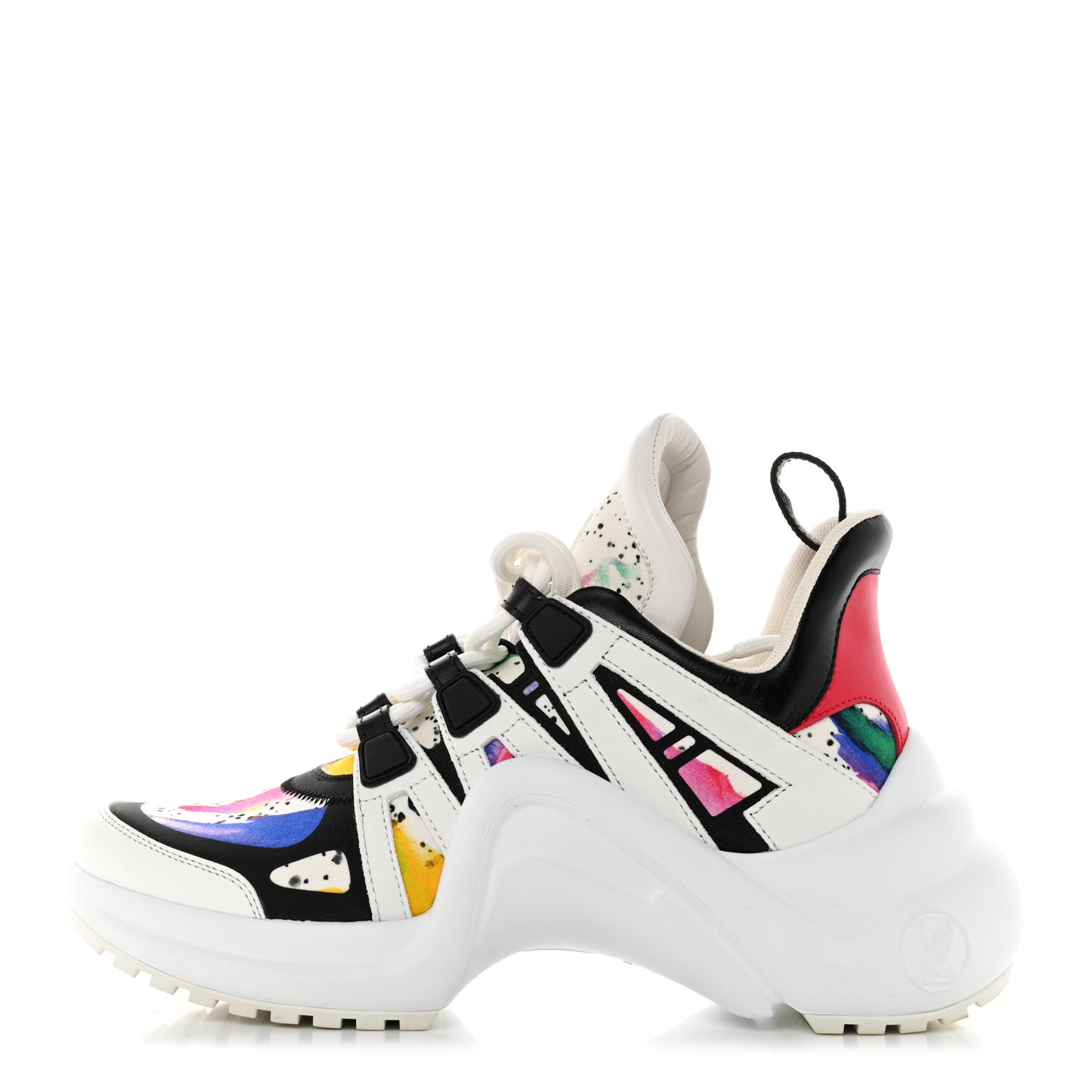 Flower Printed Calfskin Monogram LV Archlight Sneakers 35.5 Black Rose