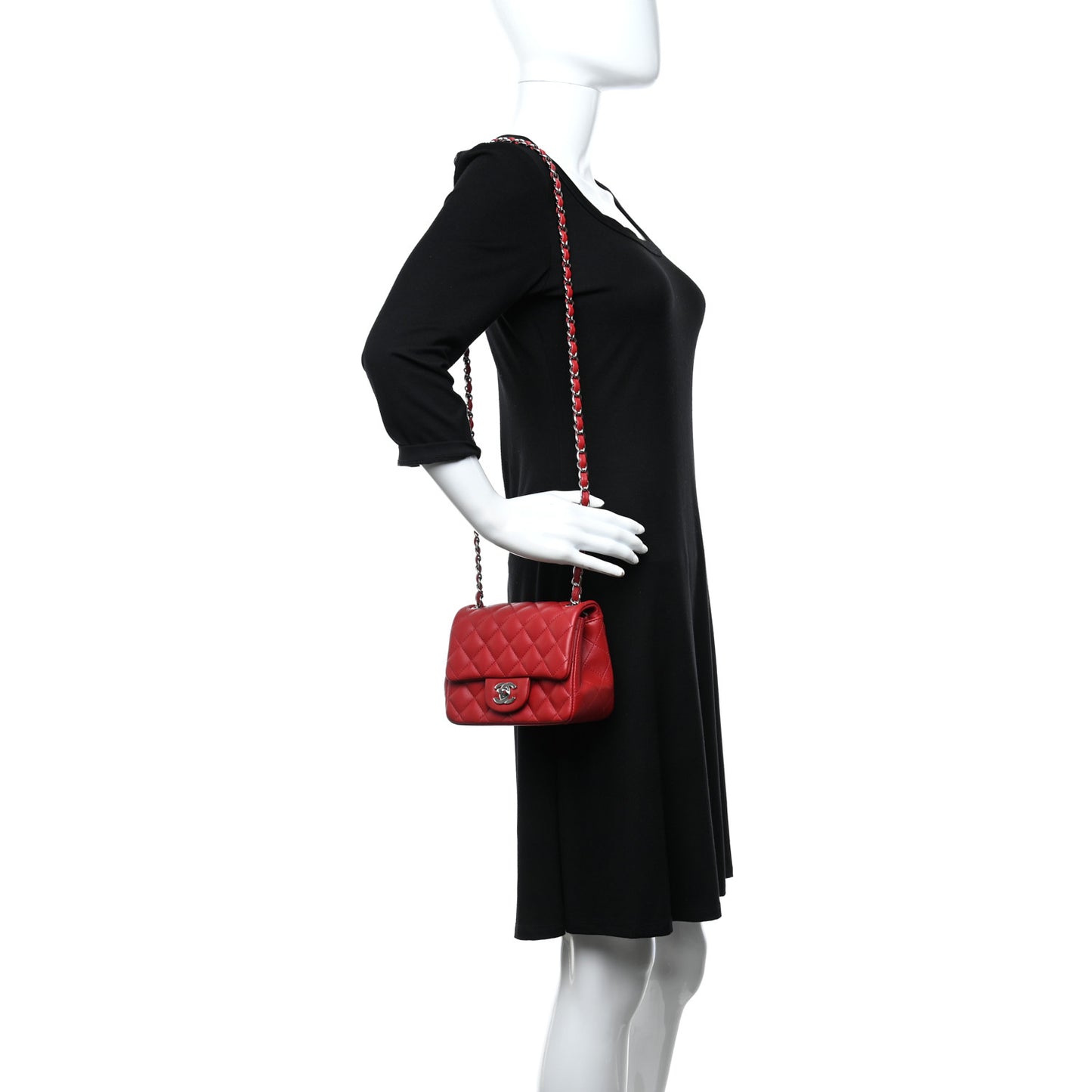 Lambskin Quilted Mini Square Flap Red