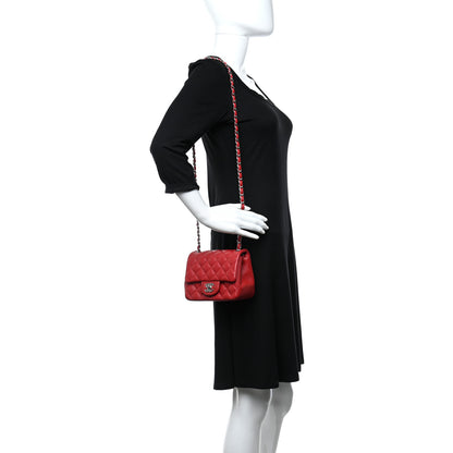 Chanel Lambskin Quilted Mini Square Flap Red 3 of 7