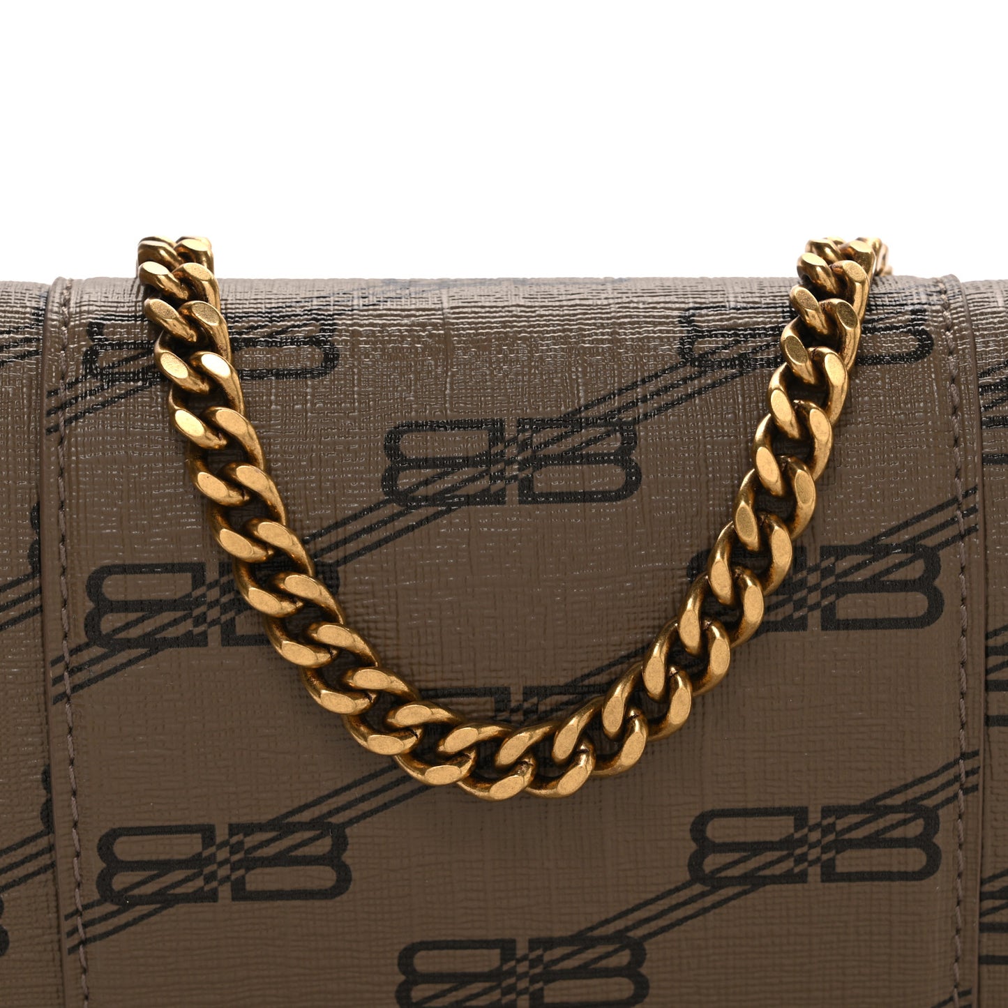 Coated Canvas BB Monogram Hourglass Chain Bag Beige Brown