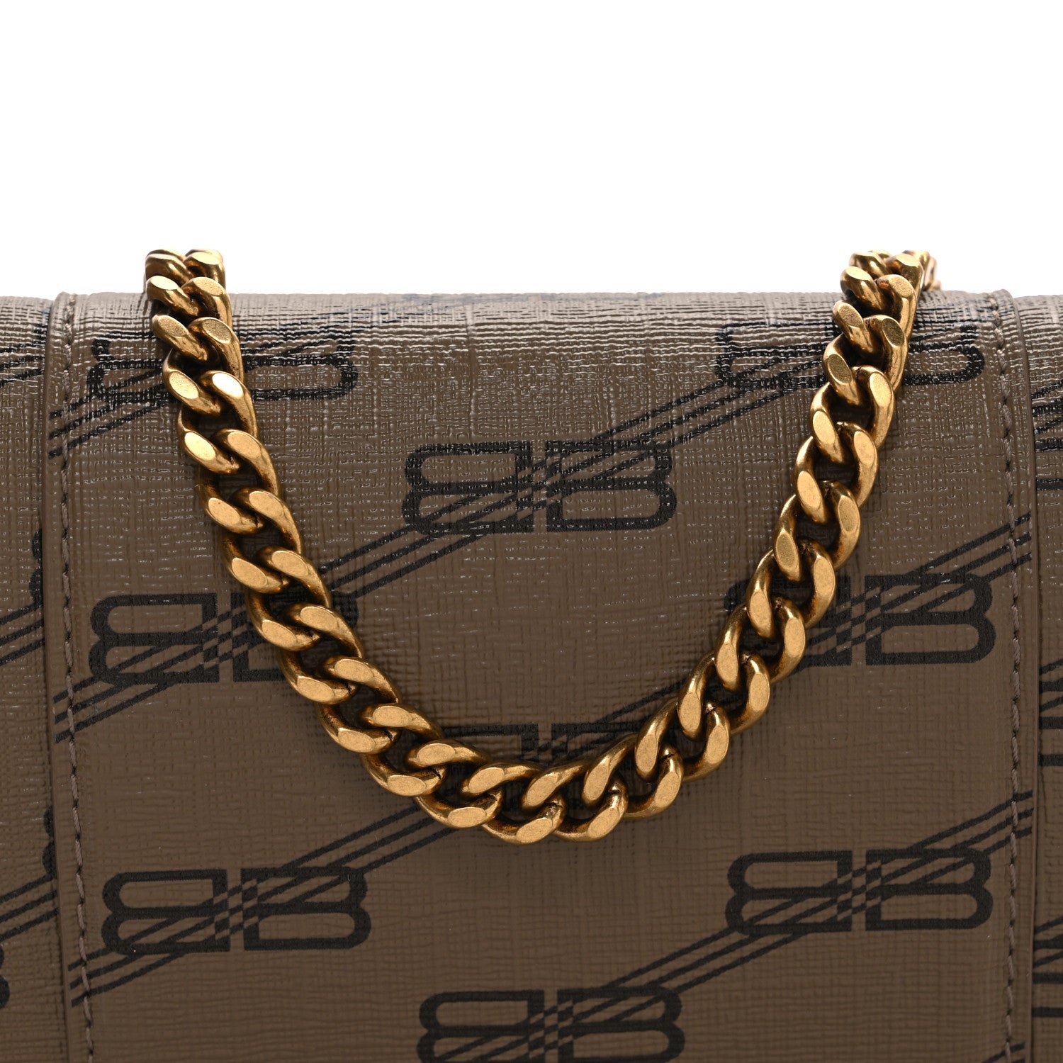 Balenciaga Coated Canvas BB Monogram Hourglass Chain Bag Beige Brown 8 of 10