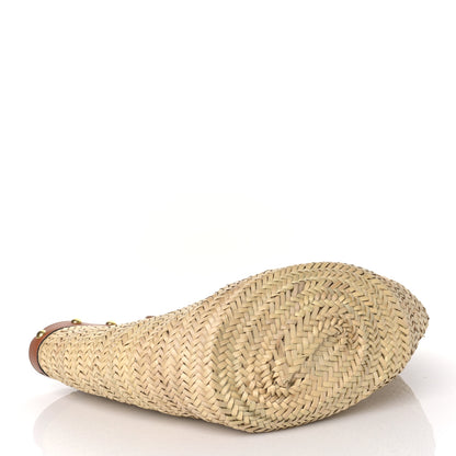Celine Raffia Calfskin Studs Basket Shoulder Bag Tote Tan 4 of 9