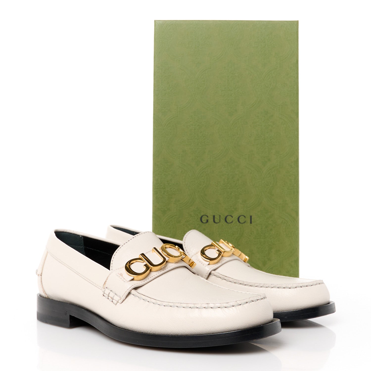 Gucci Goatskin Womens Logo 15mm Loafers 38.5 Mystic White 9 of 9